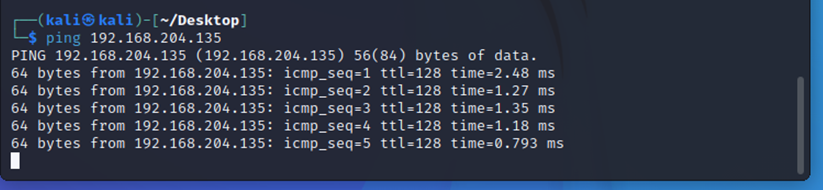 图5 kali ping通xp