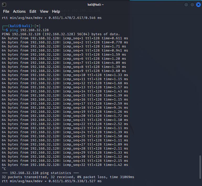 图11 攻击后ping结果