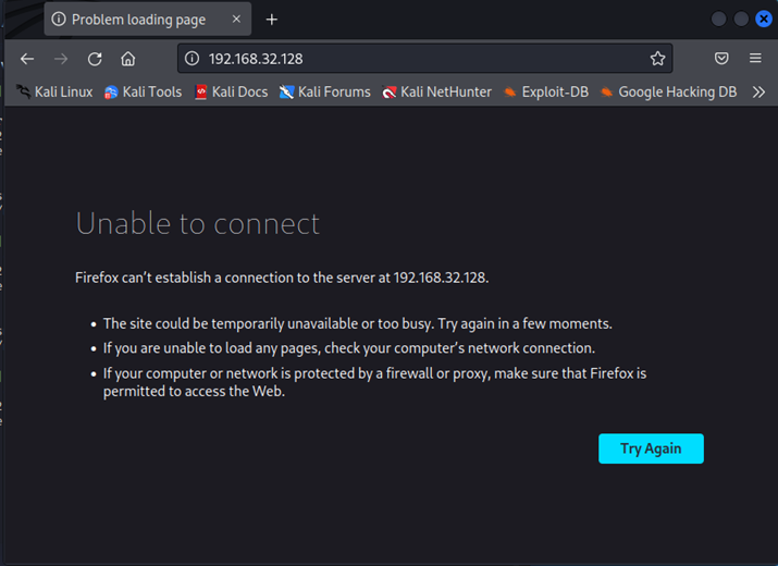 图12 靶机无法访问
