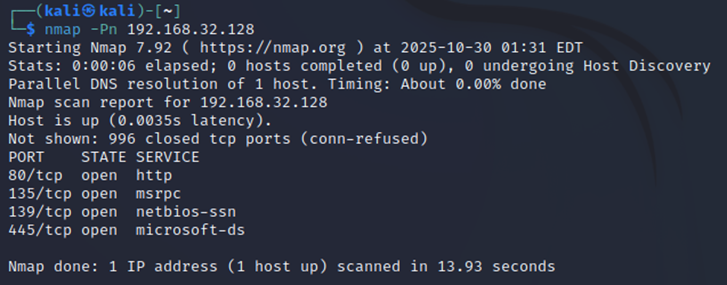图7 端口扫描结果