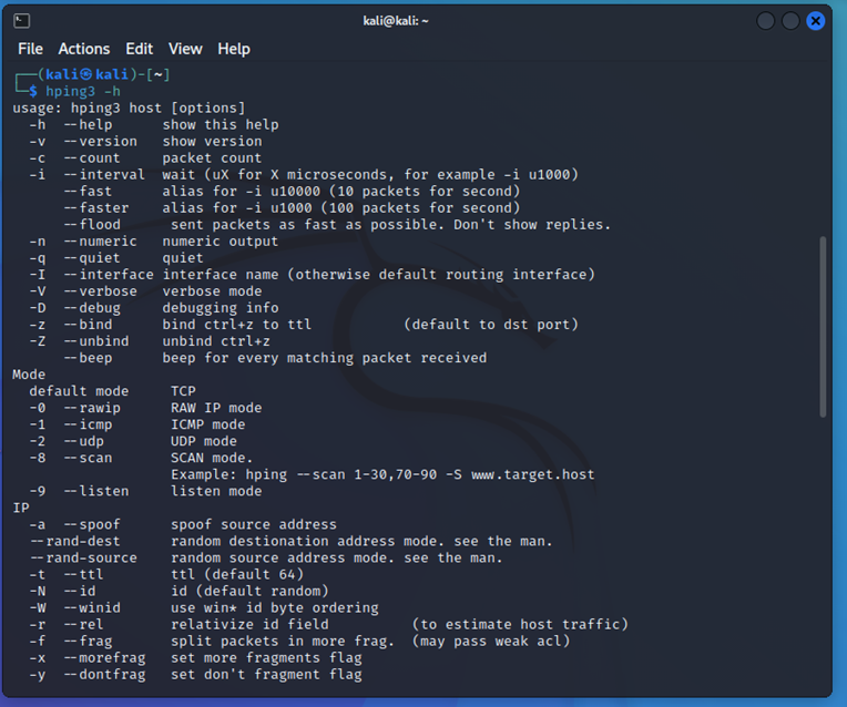 图8 hping3攻击命令